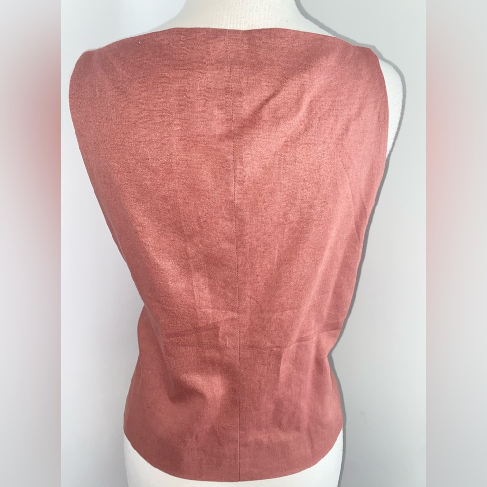 ZARA Women's Sleeveless Button-Down Linen/Cotton Blend Vest Top - Size L - NEW - Picture 4 of 6
